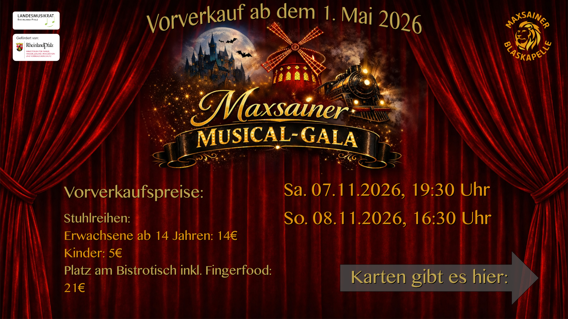 Vorverkauf zur Zeit nicht möglich!